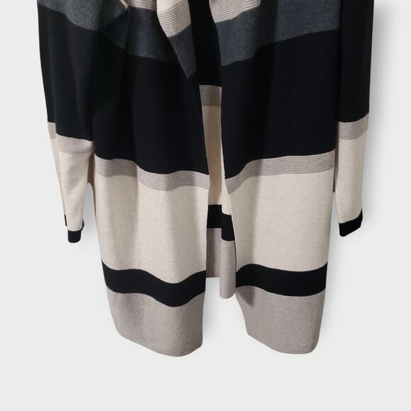 Chico's Zenergy Cotton Cashmere Long Open Cardigan Stripe Colorblock Sz XL (4) - Picture 4 of 14